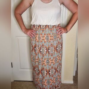 Pink Republic L White Mlticlrd Elastic Waist Women's Simple Maxi Tank Dress